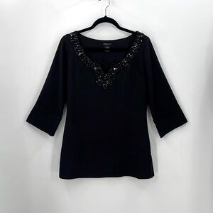 BCBGMAXAZRIA Beaded Wool Blend Tunic Top
